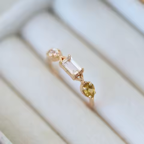 LAMOON Rings for Women Natural Quartz Topaz Citrine Gemstone 925 Sterling Silver Gold Plated Ring Fi