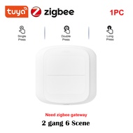 【Top-rated】 Tuya Smart WiFi/Zigbee Switch Push Button Switch 2 Gang 6 Scene Wireless Smart Home Remo