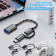 2 ชิ้น สาย Type-C/Micro USB OTG แปลง, Type-C เป็น USB ข้อต่อไนล่อน, ตัวเรือนอะลูมิเนียมสำหรับ USB Fl