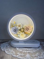 永生花藍芽音樂/手機無線充電/ 觸控式夜燈  三合一功能檯燈
