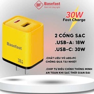 Củ sạc nhanh 30W 2 cổng Basefast cục sạc nhanh chống quá tải nhiệt siêu bền cho iP samsung Xiaomi Op