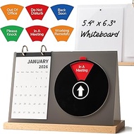 3-in-1 Office Desk Sign with Wood Flat Stand, 6 Options Privacy Status Indicator Do Not Disturb, 202