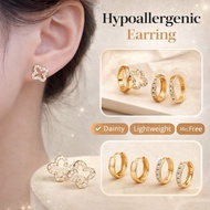 🇸🇬 Hypoallergenic Earring Minimalist Gold Small Hoop Earring Clover Earring Korean Helix Hoop Ring H