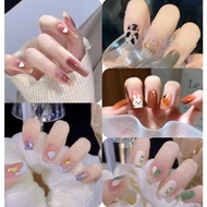 【Fake Nails 24 Free Stickers】24Pcs Fake Nails Fashion Nails Ended Nails Nails