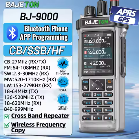 BAJETON BJ-9000 APRS GPS Walkie Talkie CB SSB HF Bluetooth APP Programming Long Range VOX NOAA For R