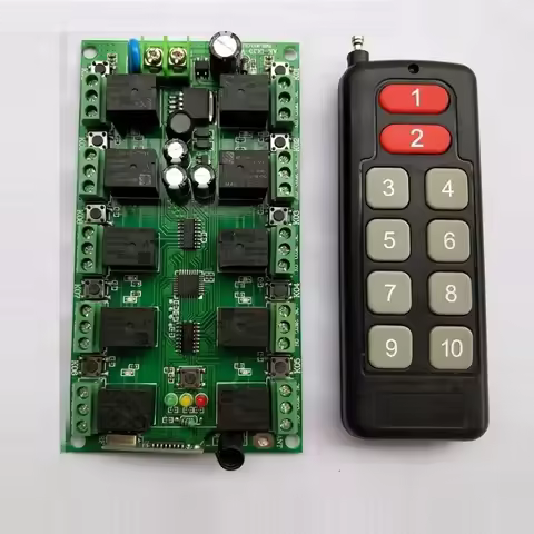 DC 12V 10A 10CH 10 Channel RF Wireless Remote Control system Receiver+Transmitter Individual learnin