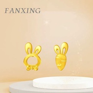 FX 999/24k（1.3g）Rabbit carrot pure gold earrings Ladies' fine gold charm earrings