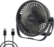 wellqual USB Desk Fan, 6 inch Small Powerful, Portable Quiet 3 Speeds Wind Desktop Personal cooling Fan, Adjustable Mini Fan Table Fan for Cooling, for Home Office Car Outdoor Travel