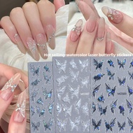 Embossed 3D Watercolor Butterfly Nail Art Sticker / Shell Light Illusion Butterfly Nail Decorative S