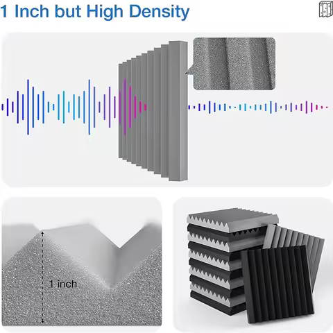 [NEW!A93G】 12 Pcs Acoustic Foam Board,Studio Wedge Tile,Acoustic Foam Soundproof Pyramid Studio Trea