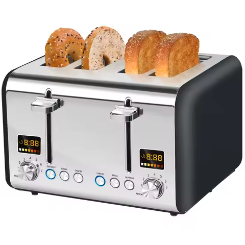 4 Slice Toaster,Stainless,Smart Control,7 Bread Shade Settings,1.5'' Wide Slots,4-in-1 Functions,Rem