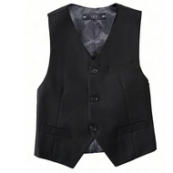 Boys Suit Vest Kids Formal Waistcoat Vest With Pockets Adjustable Back Strap Vest For Wedding Piano 