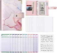 Budget Binder, A6 Marble PU Leather Binder, Money Organizer Cash Envelopes Budget Planner with 8 Zip