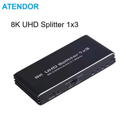 8K@60Hz HDMI-Compatible Splitter 1 in 3 Out 1x3 V2.1 Splitter 4K@120Hz 1080P@240Hz VRR HDCP2.3 HDR10