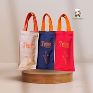 Canvas bag, canvas to hold cups, thermos, spoon and chopsticks for work, size 12.8x25 cm, holds a ma