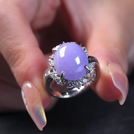 紫羅蘭翡翠蛋面戒指 PT900白金鑽石 | 天然緬甸玉翡翠A貨 | 送禮