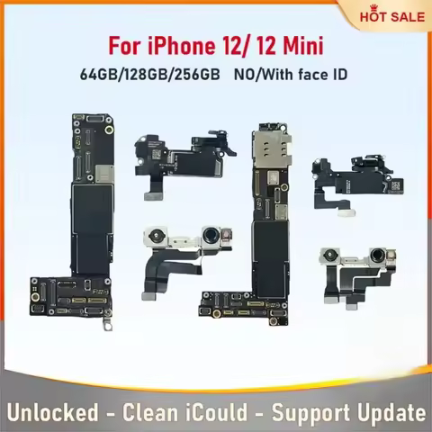 Fully Tested Authentic Motherboard For iPhone 12/ 12 Mini 64g/128g/256g Unlocked Mainboard Face ID C