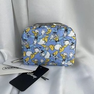 日本 LeSportsac X Disney Donald Duck 唐老鴨 淺藍色帆布 MED SQUARE 化妝袋