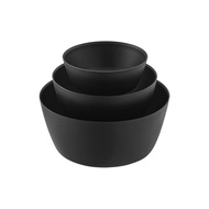 Yamazaki Mixing Bowl Set (3 Pieces) - Easy to Tilt and Mix, Microwave Safe, Black. Bowl S: W15.9 x D