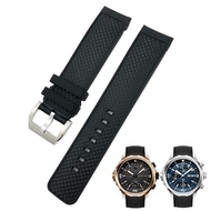 22mm Fluorine Rubber Watch Strap Soft Black Blue Watch Bands for IWC AQUATIMER FAMILY for Men Bracel