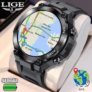 Lige 2023 GPS สมาร์ทวอท์ชกีฬาฟิตเนสสร้อยข้อมือ CALL Reminder Heart Rate IP68กันน้ำ smartwatch สำหรับชาย Android iOS Watch