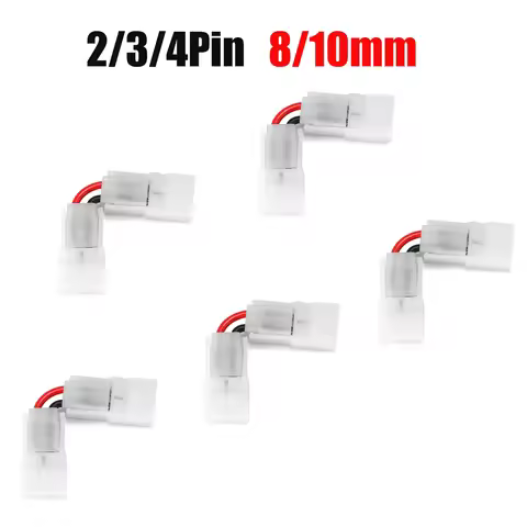 8mm 10mm L Shape LED Strip Connector 2 3 4 Pin Right Angle Wire Connectors For 2835 5050 SMD WS2812B