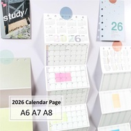 2026 Calendar A6 A7 A8(M5) Colorful Yearly Monthly Planner Refills With Calendar 8 Fold Design 6 Hol