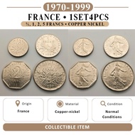 1Set4pcs 1/2-5Francs Coins Normal 1970-1999 France Duit Syiling Lama CollectibleOnly