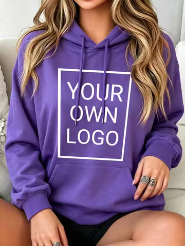 Customized Company Team Logo DIY Text Hoody Women Fashion Autumn Hoodies Pocket Fleece Sportswear Co
