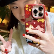 Lovely horse sends happy news to iPhone 17Pro 1615 case new 14 soft case 131121 Bright surface