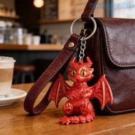 Un* Safe 3D Printed Plastic Western Dragon Keychain With Articulated Wing And Tail Key Holder For Pl