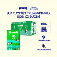 Thùng 48 bịch Sữa tươi tiệt trùng có đường Vinamilk 100% Sữa tươi 220ml-SHOP THU QUÂN