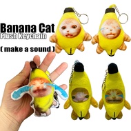 Plush Banana Cat Keychain make a sound Pendant Ornaments Weep Happy Cat Plush Dolls