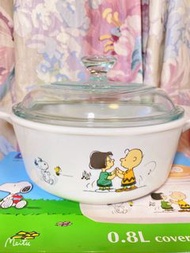 💯New全新🇺🇸🇫🇷Made in USA &amp; France CORNINGWARE &amp; PYREX PEANUTS Snoopy 🐶 0.8L covered casserole 🍲