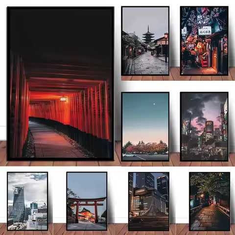 Scandinavian Simple Wall Art Japan Tokyo Night Scene Photography HD Canvas Poster Prints Home Bedroo