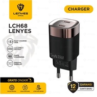 LENYES LCH68 35W GaN Fast Charger Head + Type C To Type C Cable With LED Digital Display