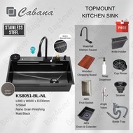 CABANA Kitchen Topmount Single Bowl Stainless Steel 304 Nano Mini HoneyComb Kitchen Sink Nanograin D