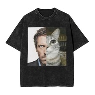 Dr. Gregory House MD Cat Model Men's Fashion Wash Printed Cotton T-shirt