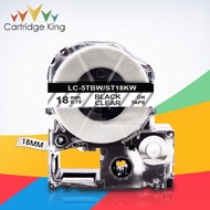 Black on Clear ST18KW LC-5TBN 3/4"(18mm) Label Tape for Epson King Jim LW-C410 LW-400 LW-400L Tepra 