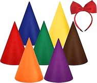 Dwarf Hats and Bow Headband Set, Halloween Gnome Princess Costume for Xmas Role-playing Parties