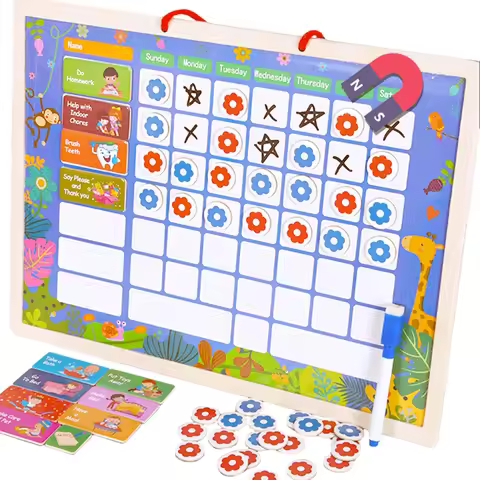 Children Habit Growth Educational Toys Magnetic Habit Tracking Reward Chart Self-discipline Activity