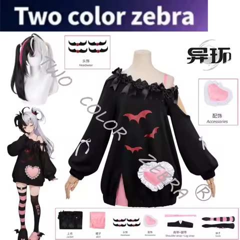 Game Neverness To Everness Lacrimosa Cosplay New Moon Lullaby Costume Bat Print Off-Shoulder Sweatsh