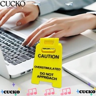 BACKSTR Caution Overstimulated Desk Sign, Bright Yellow Durable Warning Sign,  Funny Worker Toy Gift