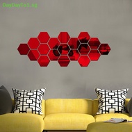 DAYDAYTO 12Pcs Hexagonal Frame Stereoscopic Mirror Wall Sticker Decoration SG