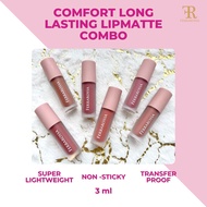 [COMBO] FERRAROSSA - Comfort Long Lasting Lipmatte with Vitamin E - 3ml - Super Lighweight, Non-Sticky, Transfer Proof