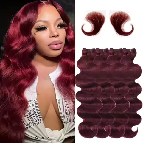 Body Wave Bundles Human Hair 99J Burgundy Color Human Hair 3 Bundles Brazilian Virgin Human Hair Wea