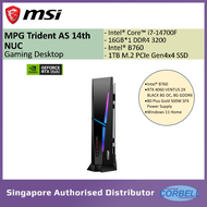 MSI MPG Trident AS 14NUC7-687SG Gaming Desktop PC Intel®  i7-14700F/ Win11 Home/ U-DIMM DDR4 16GB/ 1TB SSD/ RTX 4060 [DT 1041]