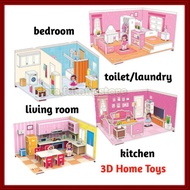 Big 3D Puzzle Toy 3D House Room Shops Model Puzzle Toys Kids Handmade DIY Assembling Educational Toy