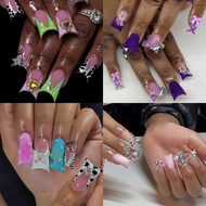 Add A Touch Of Romance With 96pcs/4Set Duck Nails Press On Nails Y2K 3D Gel Love Rhinestone Cool Fre