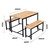 2 ที่นั่ง (ประกอบง่าย) โต๊ะไม้ โต๊ะกินข้าว4คน ชุดโต๊ะเก้าอี้ โครงเหล็ก 120x80x75 cm เก้าอี้ เก้าอี้ก